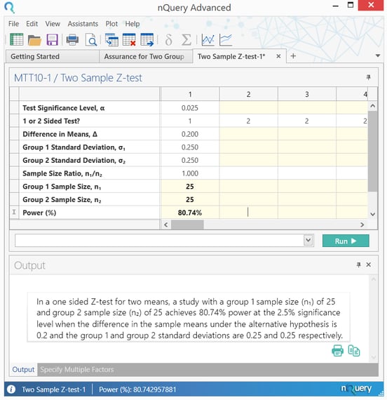 o'Hagan means screenshot - nQuery sample size software